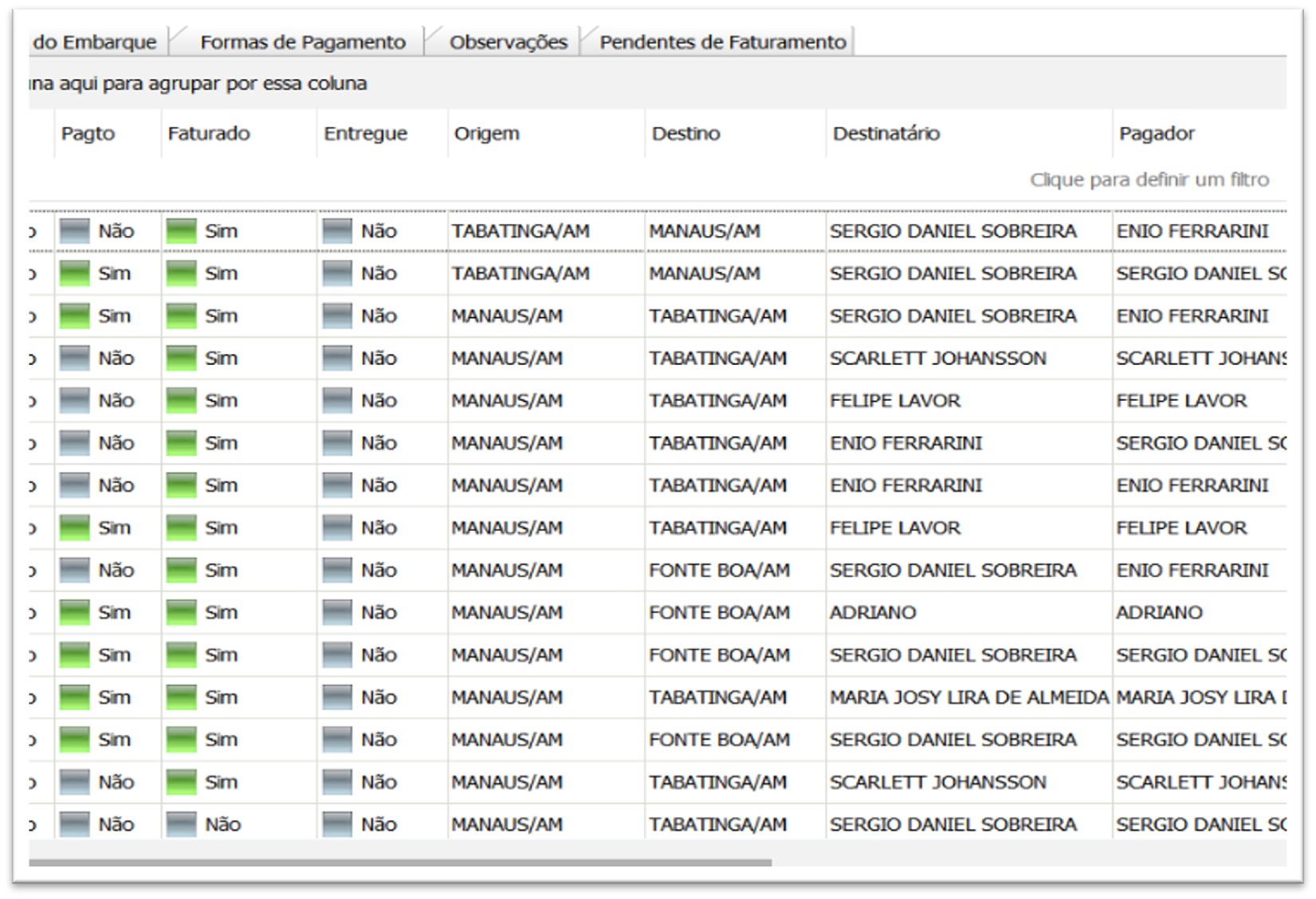 Acompanhamento de Fretes